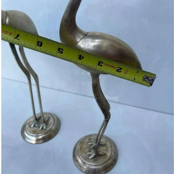 Vintage Collection Two Pair of Handmade Brass Flamingo golden Sz 16" - Picture 4 of 12